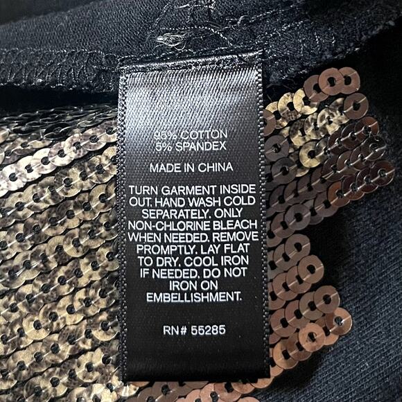 Party Dress Black & Silver Sequin Geometric Mini XS - Picture 4 of 5